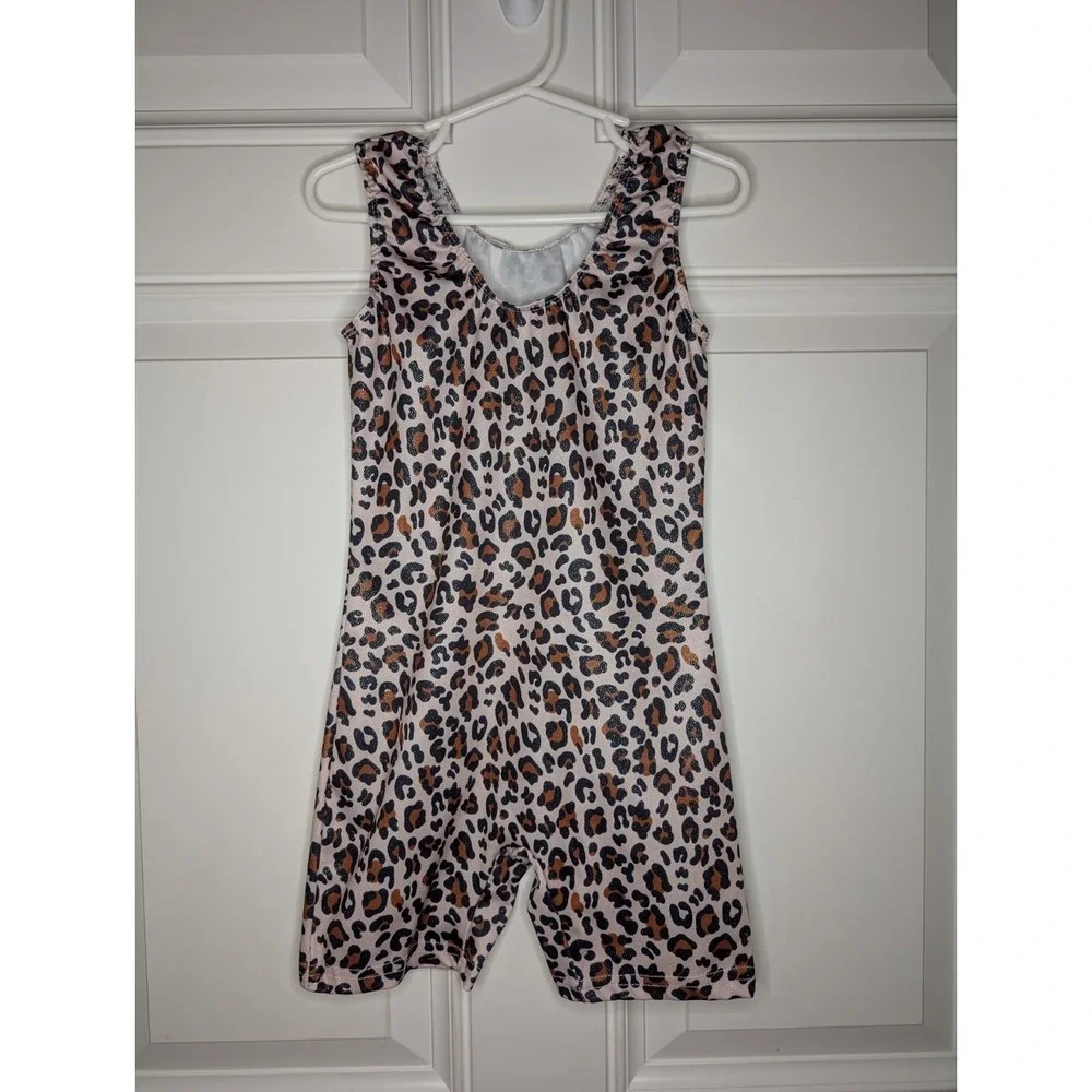 Girls Leotard Animal Leopard Print Sparkle Dance Ballet Size S (6/6X) Or 120 Cm)